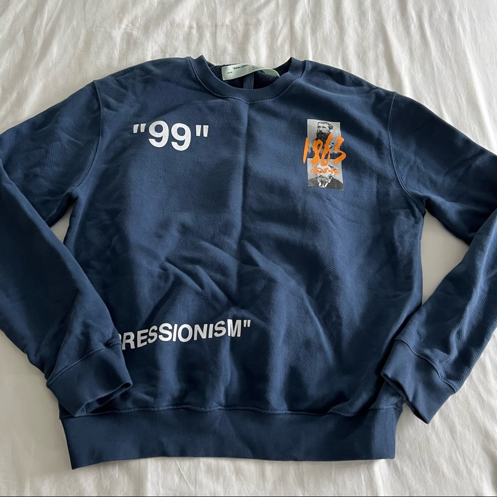 Off-White Navy Blue Graphic Sweatshirt